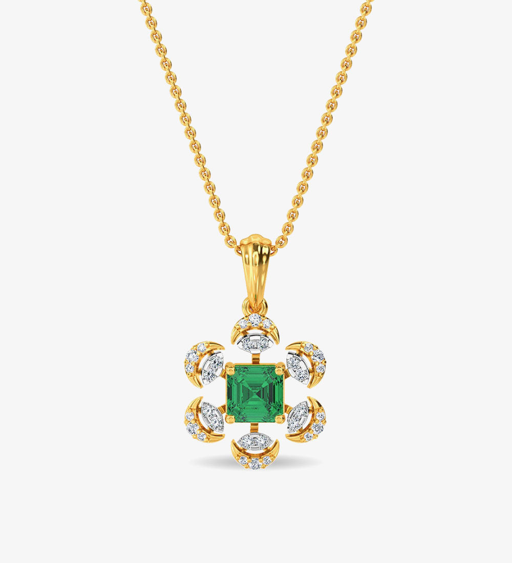 Esra Floral Diamond Pendant Set White Gold