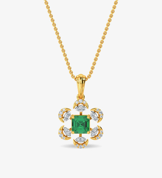 Esra Floral Diamond Pendant Set White Gold